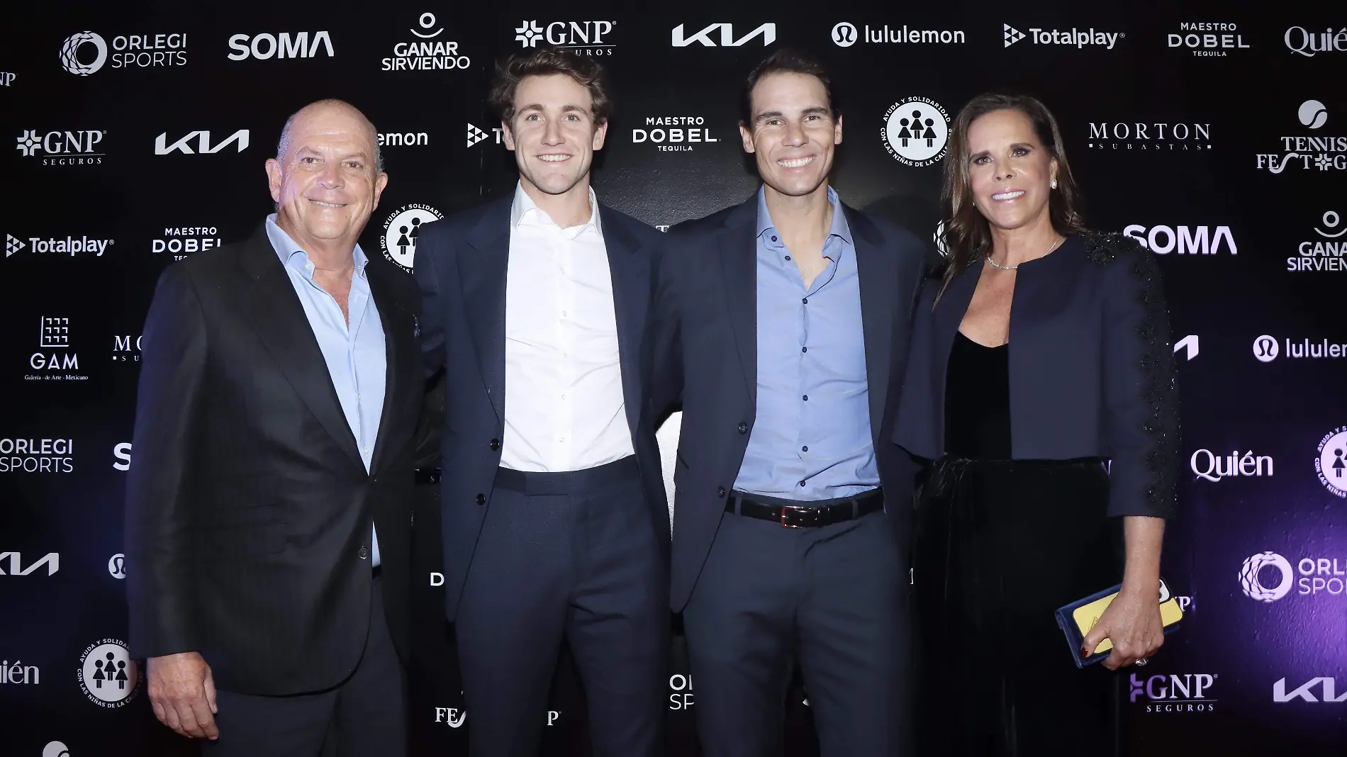 Javier Sordo Madaleno, Casper Ruud, Rafael Nadal y Ana Paula Sordo Madaleno / Foto Adrián Vázquez